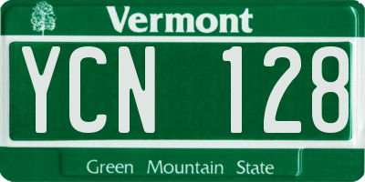 VT license plate YCN128