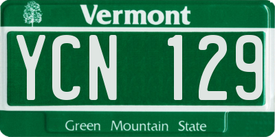 VT license plate YCN129