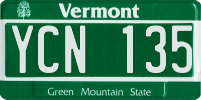 VT license plate YCN135