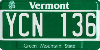 VT license plate YCN136