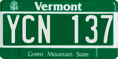 VT license plate YCN137