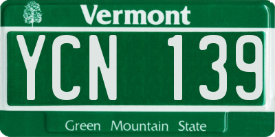 VT license plate YCN139