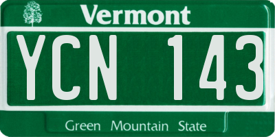 VT license plate YCN143