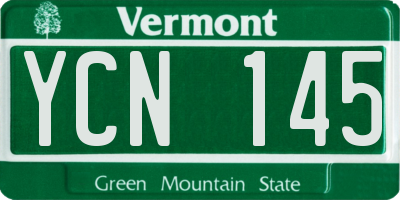 VT license plate YCN145