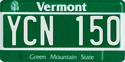 VT license plate YCN150