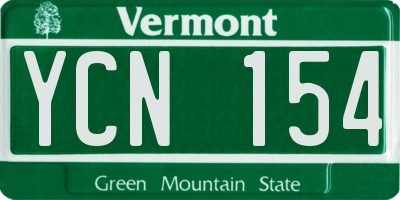 VT license plate YCN154