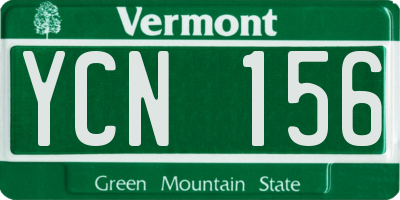 VT license plate YCN156