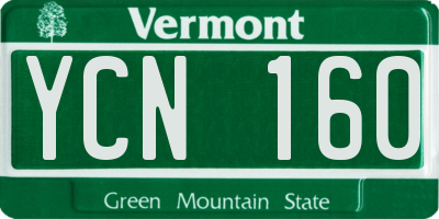 VT license plate YCN160