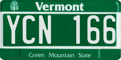VT license plate YCN166