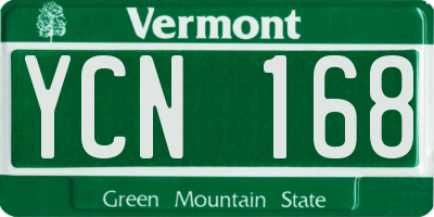 VT license plate YCN168