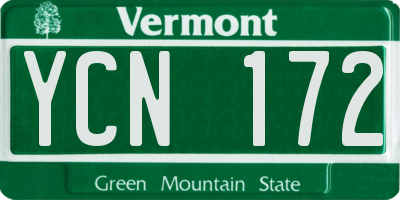 VT license plate YCN172