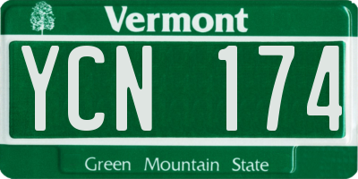 VT license plate YCN174