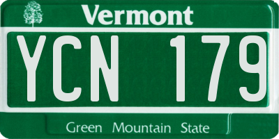 VT license plate YCN179