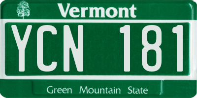 VT license plate YCN181