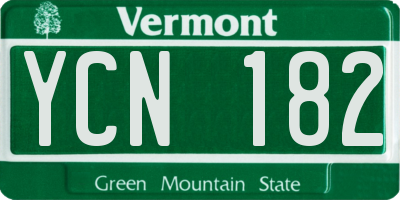 VT license plate YCN182