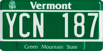VT license plate YCN187