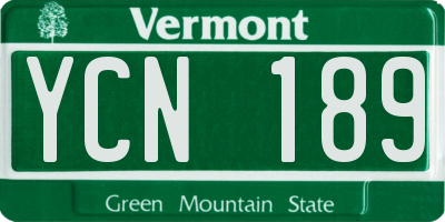 VT license plate YCN189