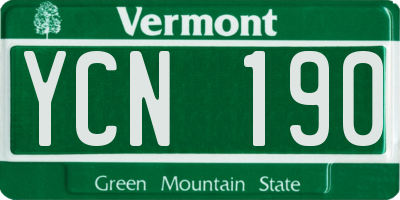 VT license plate YCN190
