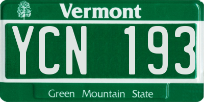 VT license plate YCN193