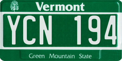 VT license plate YCN194