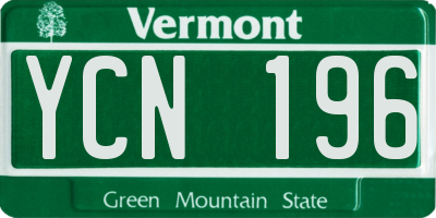VT license plate YCN196