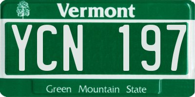 VT license plate YCN197