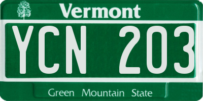 VT license plate YCN203