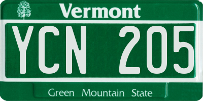 VT license plate YCN205
