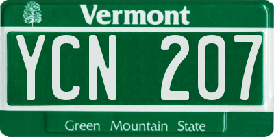 VT license plate YCN207