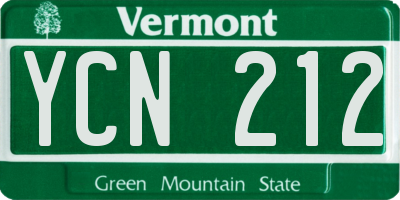 VT license plate YCN212