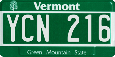 VT license plate YCN216