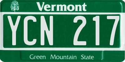 VT license plate YCN217