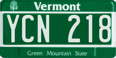 VT license plate YCN218