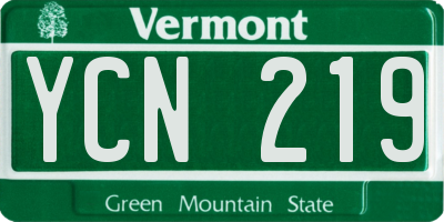 VT license plate YCN219
