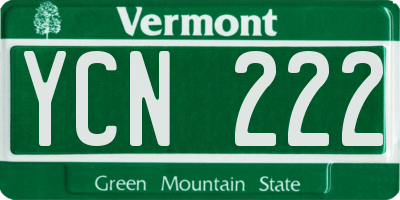 VT license plate YCN222
