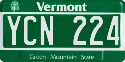VT license plate YCN224