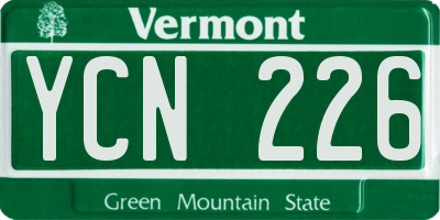 VT license plate YCN226