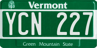VT license plate YCN227