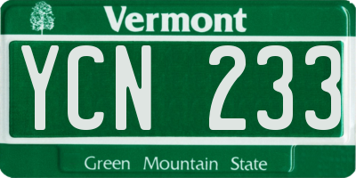 VT license plate YCN233