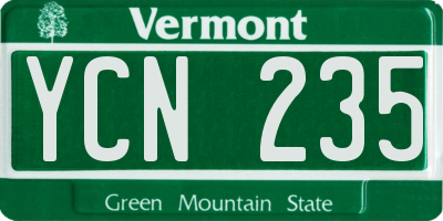 VT license plate YCN235