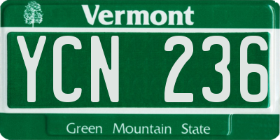 VT license plate YCN236