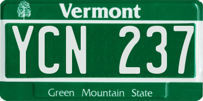 VT license plate YCN237