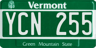 VT license plate YCN255