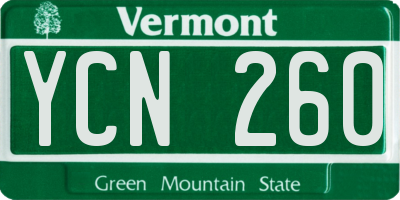 VT license plate YCN260