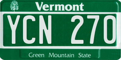 VT license plate YCN270