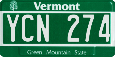 VT license plate YCN274