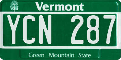 VT license plate YCN287