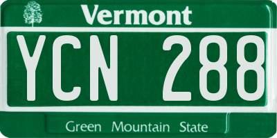 VT license plate YCN288