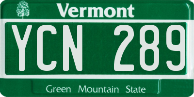 VT license plate YCN289