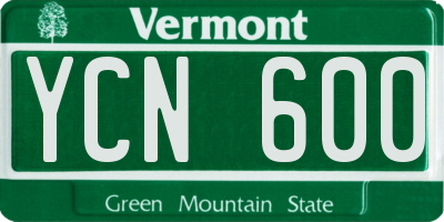 VT license plate YCN600